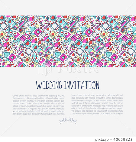 Wedding invitation concept with thin line icons 40659823