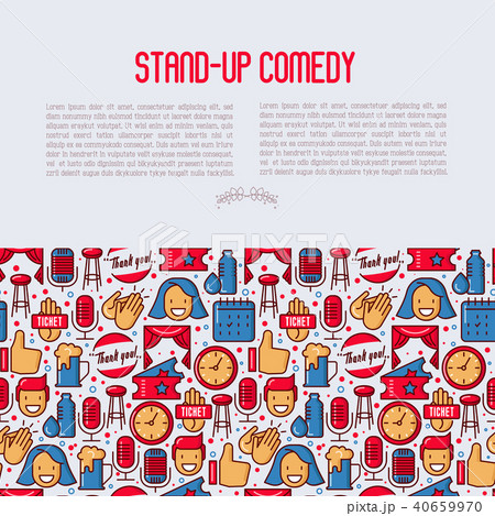 Stand up comedy show concept with thin line icons 40659970