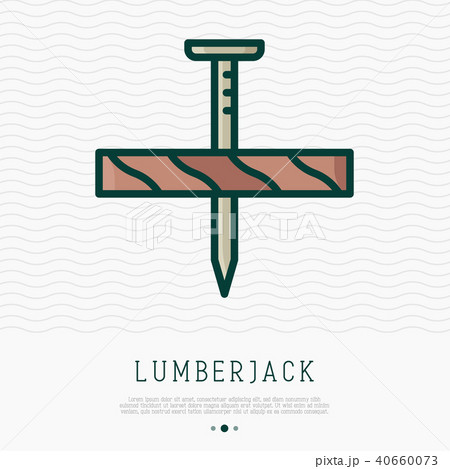 Nail is hammered in wooden board 40660073