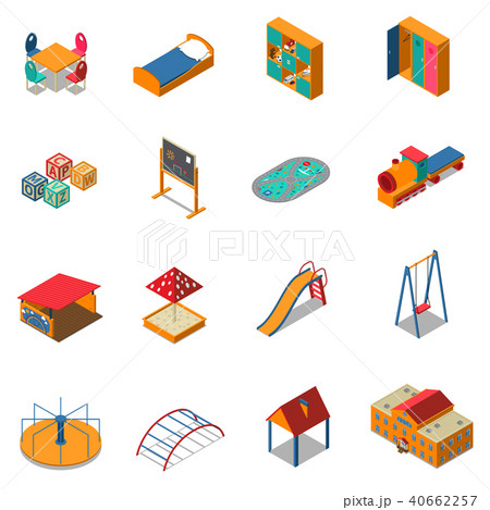 Kindergarten Play Ground Isometric Icons 40662257