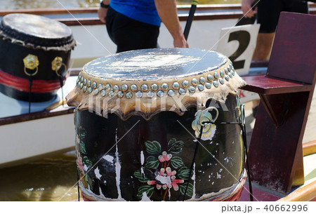Decorated dragon boats are anchored on the river Decorated dragon boats are anchored on the river 40662996