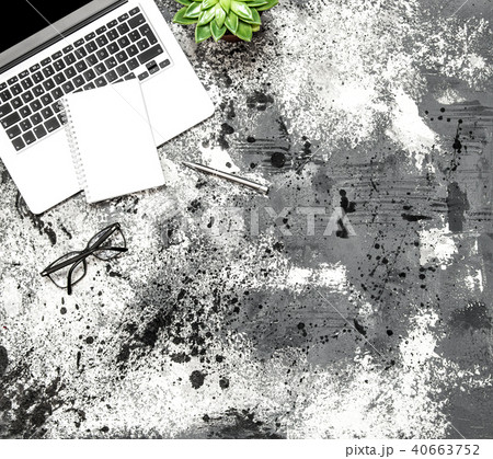 Business flat lay Office table Working place Business flat lay Office table Working place 40663752