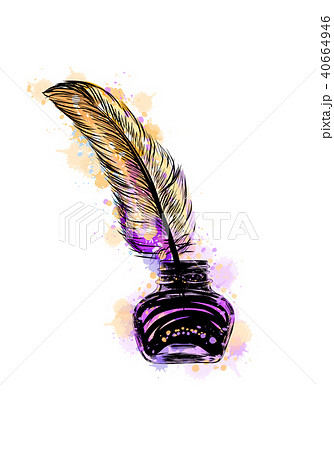 inkwell with feather 40664946