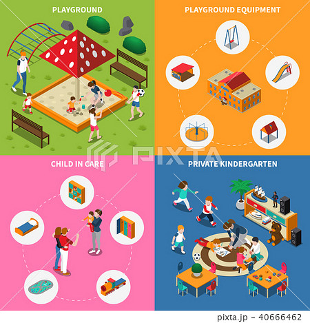 Kindergarten Play Ground Isometric Concept 40666462