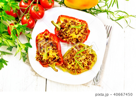 Pepper stuffed with meat and couscous 40667450