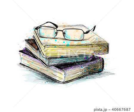 Eyeglasses on top stack books 40667687