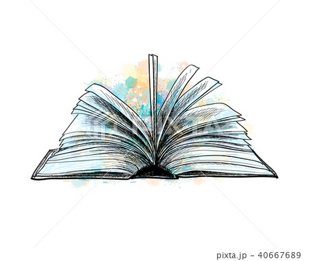 Open Book Drawing By Hand Drawing Stock Photo 2297409793