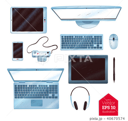Vector illustrations set of office gadgets 40670574