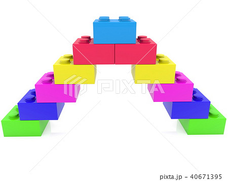 Pyramid of colorful toy bricks 40671395