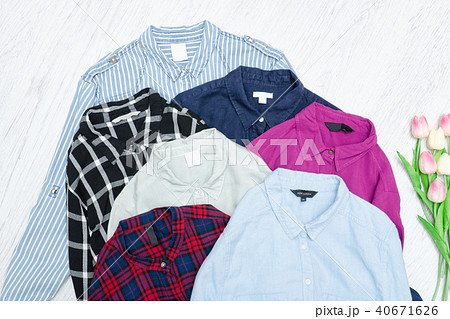 Five colorful shirts, assortment. Fashion Concept Five colorful shirts, assortment. Fashion Concept 40671626