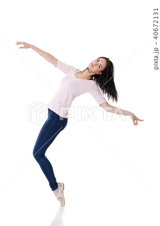 beautiful brunette woman in pink t-shirt beautiful brunette woman in pink t-shirt 40672131
