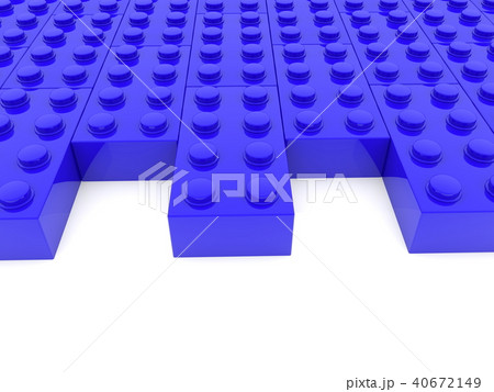 Rows of toy bricks in blue with empty spaces 40672149
