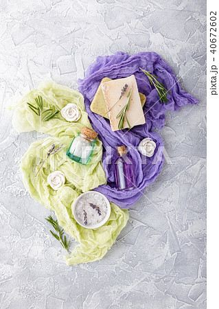 Piece of natural soap with rosemary. 40672602