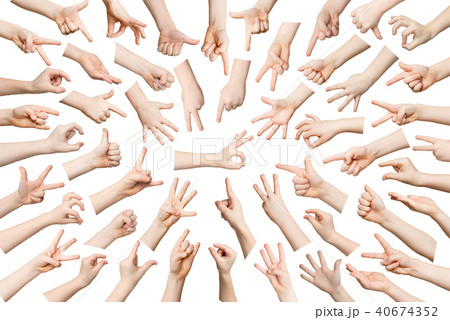 Set of child hands showing symbols Set of child hands showing symbols 40674352