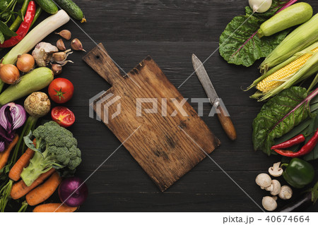 Fresh organic vegetables on wood background. Fresh organic vegetables on wood background. 40674664