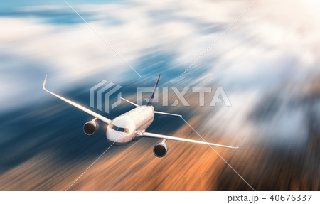Modern airplane with motion blur effect  40676337