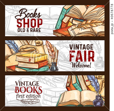 Vector sketch banners vintage books shop fair Vector sketch banners vintage books shop fair 40678778