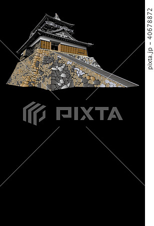 日本の城現存天守丸岡城黒バック 40678872