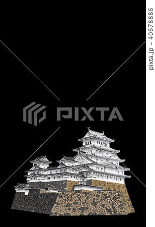 日本の城現存天守姫路城黒バック 日本の城現存天守姫路城黒バック 40678886