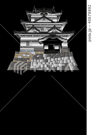 日本の城現存天守宇和島城黒バック 日本の城現存天守宇和島城黒バック 40678892
