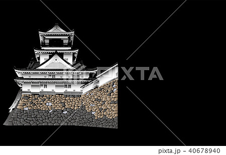 日本の城現存天守高知城黒バック 40678940