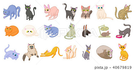 Cats icon set, cartoon style 40679819