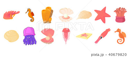 Sea creature icon set, cartoon style Sea creature icon set, cartoon style 40679820