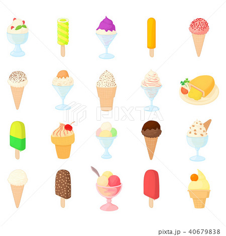 Ice cream icon set, cartoon style Ice cream icon set, cartoon style 40679838