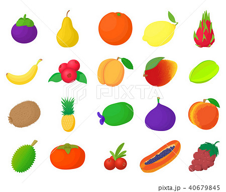Fruits icon set, cartoon style 40679845