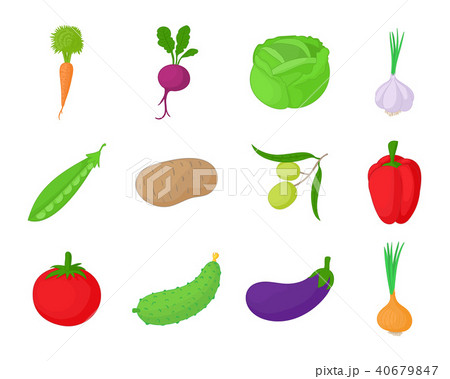 Vegetables icon set, cartoon style 40679847