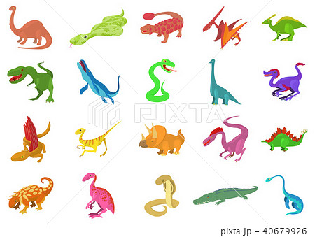 Reptile icon set, cartoon style 40679926