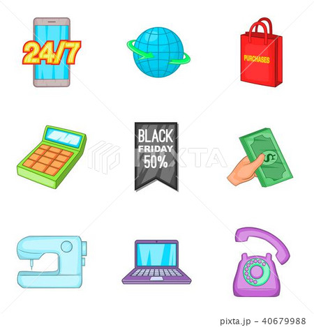 Retail sale icons set, cartoon style 40679988