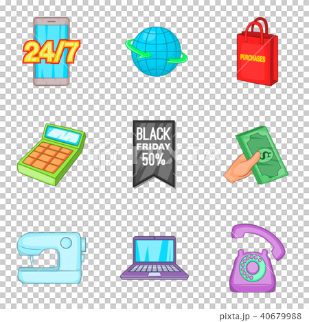 Retail sale icons set, cartoon style 40679988