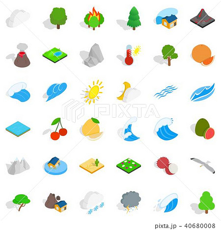 Afforestation icons set, isometric style 40680008
