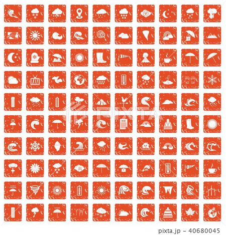 100 weather icons set grunge orange 40680045
