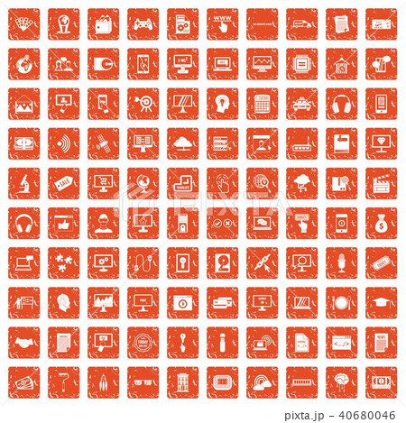100 website icons set grunge orange 40680046