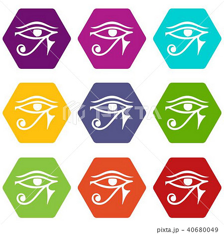 Eye of Horus Egypt Deity icon set color hexahedron Eye of Horus Egypt Deity icon set color hexahedron 40680049