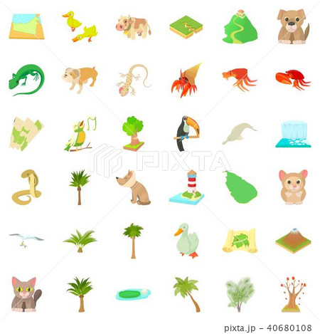 Forest vegetation icons set, cartoon style 40680108
