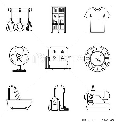 Place of stay icons set, outline style 40680109