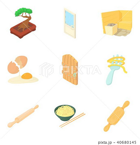 Home cleaning icons set, cartoon style Home cleaning icons set, cartoon style 40680145
