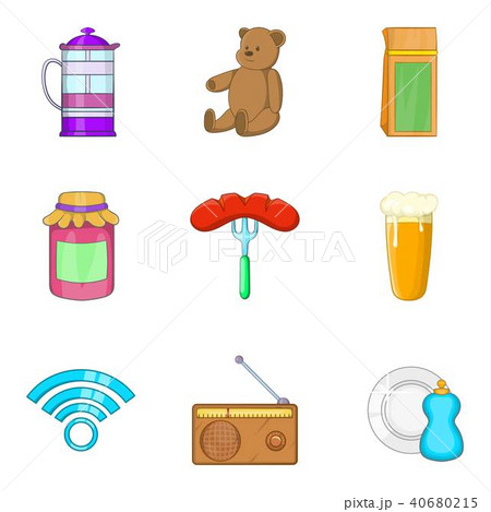 Homebody icons set, cartoon style 40680215