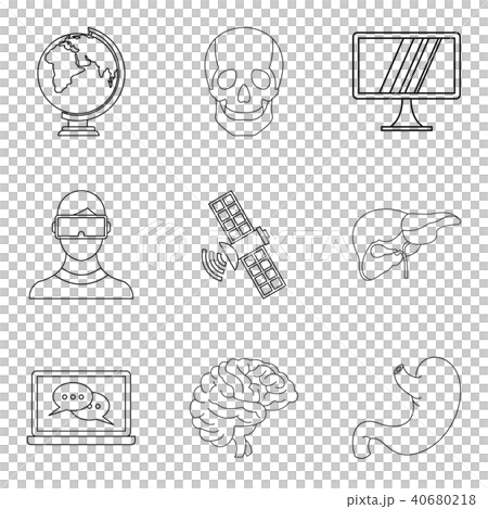 Mental icons set, outline style Mental icons set, outline style 40680218