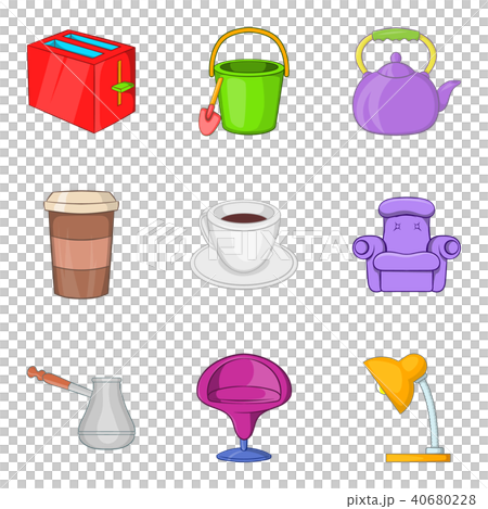 Ancestral home icons set, cartoon style 40680228