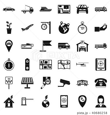 Air navigation icons set, simple style Air navigation icons set, simple style 40680258