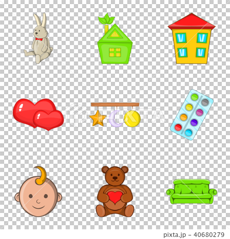 Couch potato icons set, cartoon style Couch potato icons set, cartoon style 40680279