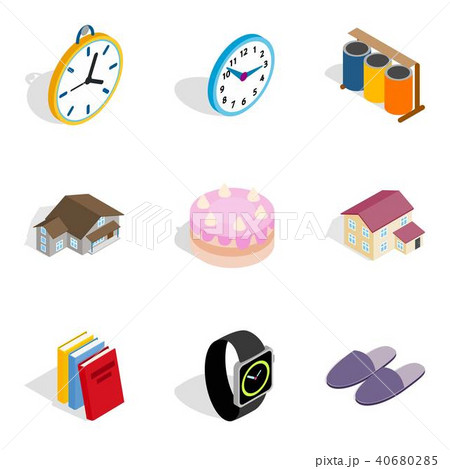 Family cottage icons set, isometric style 40680285