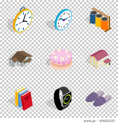 Family cottage icons set, isometric style Family cottage icons set, isometric style 40680285
