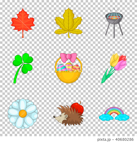 Early spring icons set, cartoon style 40680286