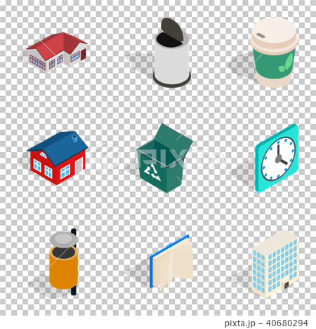 Homely atmosphere icons set, isometric style Homely atmosphere icons set, isometric style 40680294
