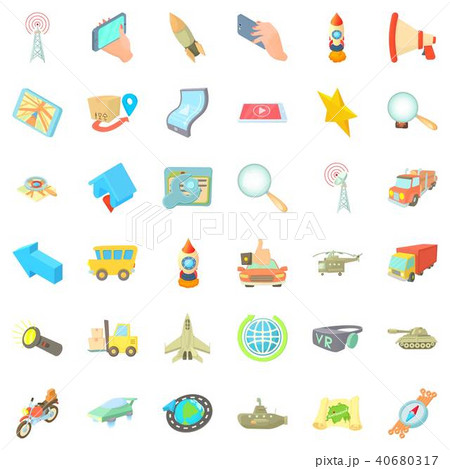 Urban navigation icons set, cartoon style Urban navigation icons set, cartoon style 40680317
